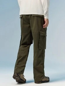 Caldwick 秋季宽松男士工装裤，带翻盖和侧袋 - 軍綠色 - 查看 3