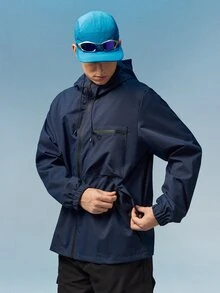 Caldwick 男士连帽抽绳软壳防风夹克，运动休闲两相宜，正面大口袋，侧边拉链口袋，适合日常穿着，百搭流行款。 - 寶藍色 - 查看 7