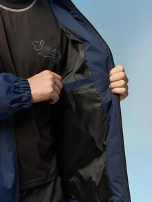 Caldwick 男士连帽抽绳软壳防风夹克，运动休闲两相宜，正面大口袋，侧边拉链口袋，适合日常穿着，百搭流行款。 - 寶藍色 - 查看 9