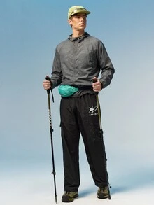 Caldwick 1件男士輕量連帽多口袋夾克，戶外運動風，適合夏季海灘釣魚跑步騎行休閒運動服 - 灰色 - 查看 9