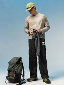 Caldwick 1件男士輕量連帽多口袋夾克，戶外運動風，適合夏季海灘釣魚跑步騎行休閒運動服 - 灰色 - 查看 10