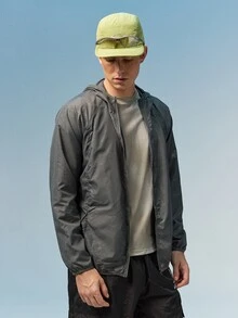 Caldwick 1件男士輕量連帽多口袋夾克，戶外運動風，適合夏季海灘釣魚跑步騎行休閒運動服 - 灰色 - 查看 6