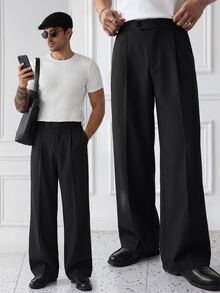 HUEFORM Men's Old Money Black Relaxed Fit Chic Vintage Pants,Wrinkle-Resistant Fabric, Easy To Care For-A Must-Have Item.Suitable For Daily Travel - Black - View 6