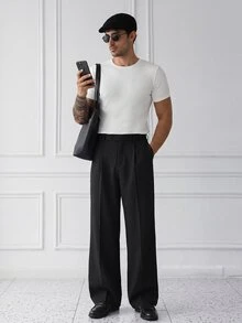 HUEFORM Men's Old Money Black Relaxed Fit Chic Vintage Pants,Wrinkle-Resistant Fabric, Easy To Care For-A Must-Have Item.Suitable For Daily Travel - Black - View 7