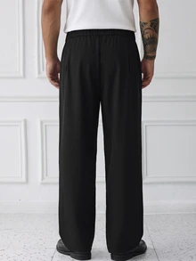 HUEFORM Men's Old Money Black Relaxed Fit Chic Vintage Pants,Wrinkle-Resistant Fabric, Easy To Care For-A Must-Have Item.Suitable For Daily Travel - Black - View 2