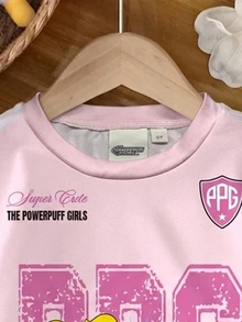THE POWERPUFF GIRLS X SHEIN 女童秋季休閒卡通印花運動衫 - 白色 - 查看 3