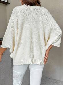 SHEIN Fall Clothes Bat Wing Sleeve Front Twist Detail Solid Color Maternity Sweater Winter - Apricot - View 3