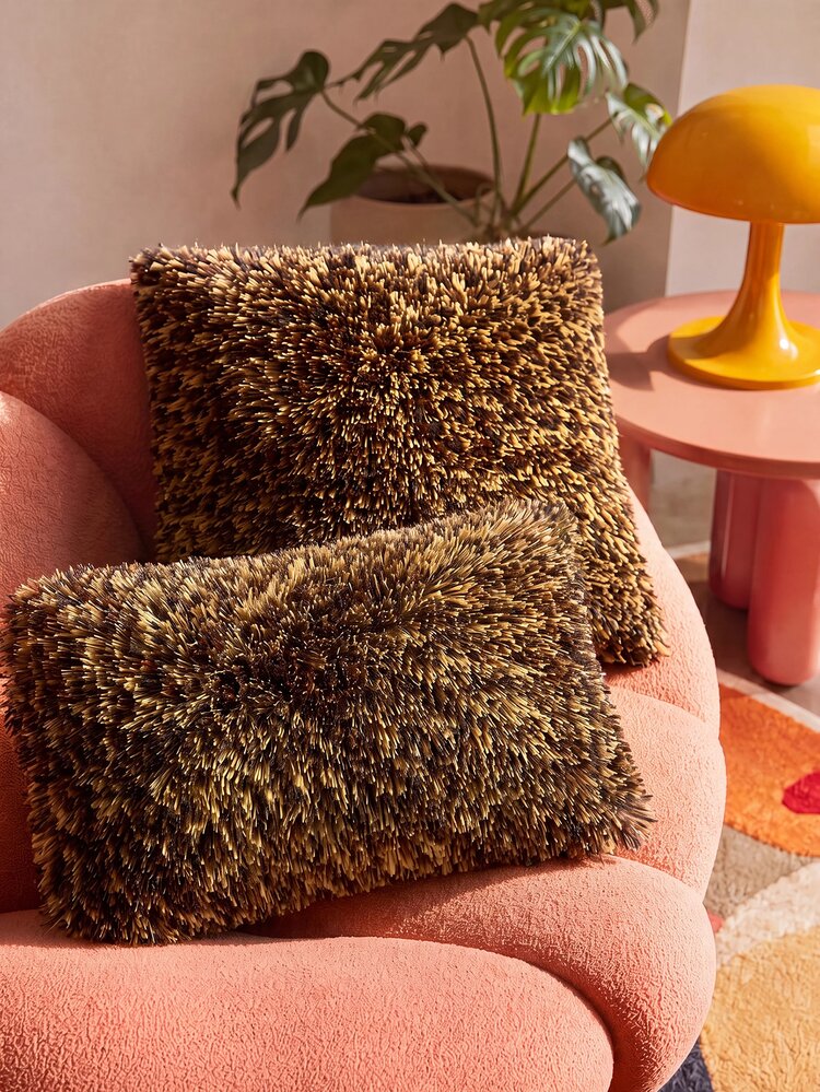 1pc Coffee Brown Leopard Pattern Fuzzy Plush Cushion Cover Without Filler, Modern Flannelette Decorative Throw Pillowcases Zipper Closure For Home, For Sofa, Living Room - Coffee Brown - View 1
