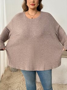 SHEIN CURVE+ Casual Simple Solid Color Plus Size Women's T-Shirt, Suitable For Spring And Summer Wear - Black - View 7