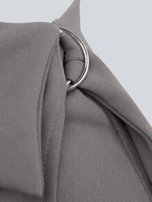 Hauture High Waist O-Ring Detail Wrap Skort - Grey - View 6
