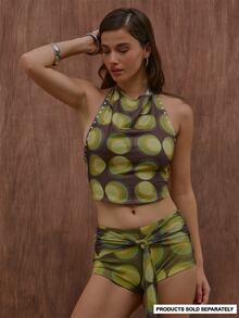 MUSERA Brown Graphic Printed Slinky Backless Top Summer Autumn Everyday Date Night Holiday Vacation Dazed - Multicolor - View 2