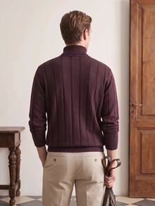 Calmiston Men's Cotton High Neck Long Sleeve Casual Versatile Sweater - Multicolor - View 2