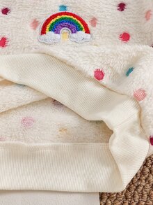 SHEIN 2件組女嬰公主風套頭上衣與長褲套裝，可愛杏色彩虹3D波點毛絨長袖圓領加厚款，秋冬冬季派對穿著，彈性下擺 - 彩色 - 查看 8