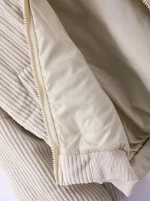 SHEIN 青少年女孩冬季外套 白色可愛寬鬆款 - 杏色 - 查看 8