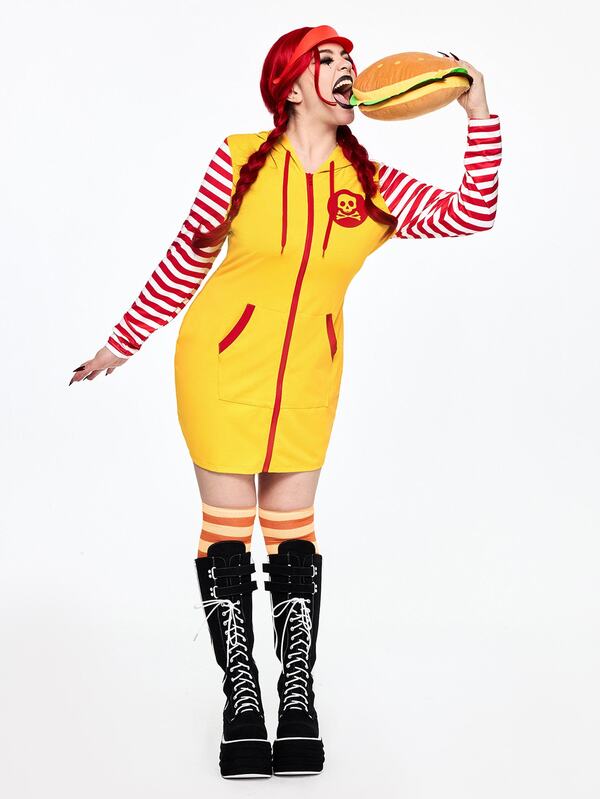 ROMWE Avant Halloween Cosplay Role Play Stage Performance Costume Plus Size Slim Fit Hooded Dress