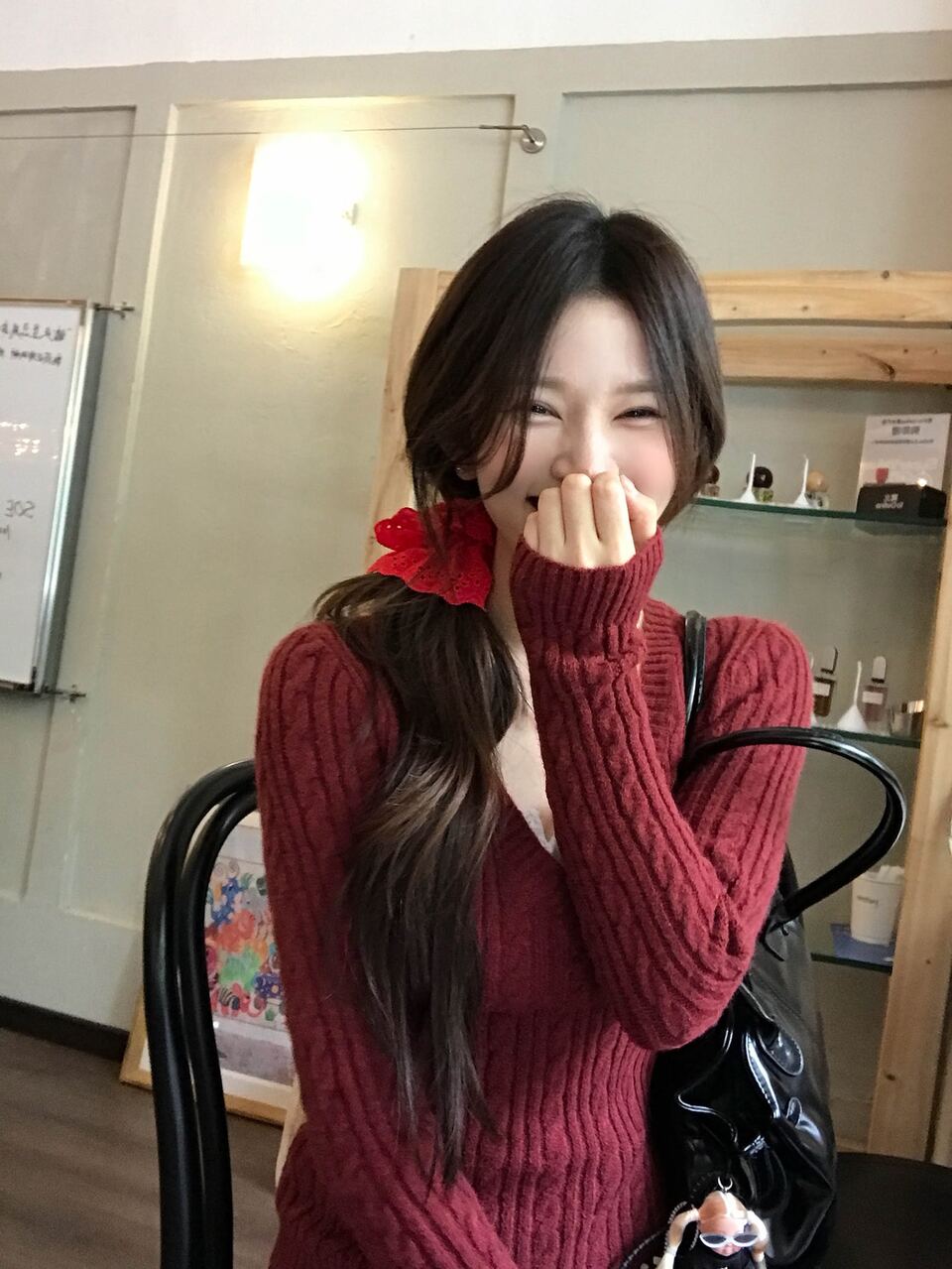Women's V-Neck Solid Color Korean Style Long Sleeve Sweater Fall