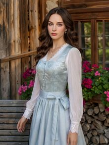 Fairmaia German Traditional Women's Lace Patchwork Cropped Top - White - View 10