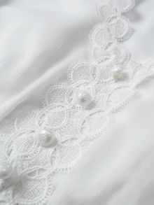 Fairmaia German Traditional Women's Lace Patchwork Cropped Top - White - View 7