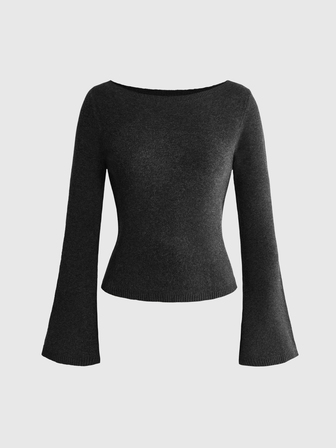 Goth Pull polyvalent pour femmes avec jacquard au dos, manches longues, mode quotidienne