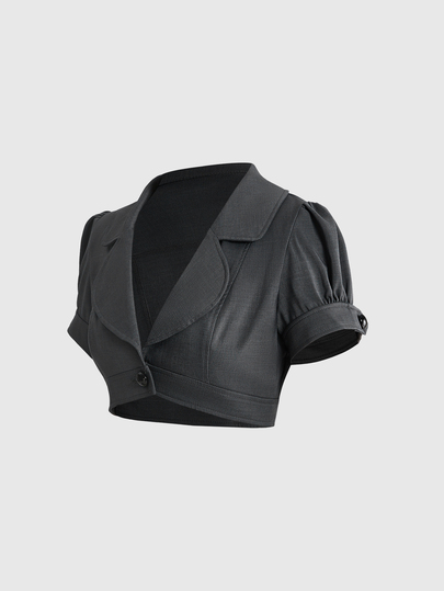 Veste blazer à manches courtes vintage Y2K pour fille, coupe régulière, convient pour Halloween, la Saint-Valentin, les vacances, les fêtes, les festivals de musique et le port quotidien
