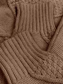 SHEIN Women's Casual Everyday Cable Knit Button Front Loose Cardigan, Autumn/Winter Fall Cloth For Women - Coffee Brown - View 6