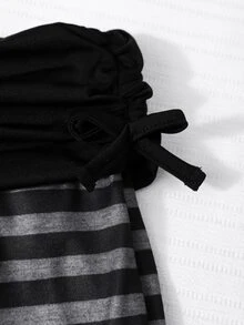 SHEIN ChillGRL 1件隨機款青少年女孩高腰時尚黑粉漸層極簡黑色緊身喇叭褲，瑜伽彈性針織喇叭腿緊身褲 - 灰色 - 查看 6