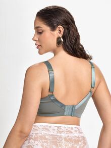 Slumbrini Plus Size Lace Patchwork Underwire Bra, 1pc - Army Green - View 2