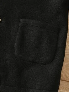 SHEIN 兒童小男孩秋冬款 1件/套 加厚抓絨內裡羊毛大衣 - 黑色 - 查看 5