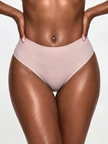 SHAPORA Women's High Waisted Seamless Beige Shapewear Shorts Comfortable Semi-Sheer Plain Underwear - Beige - View 6