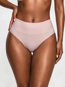 SHAPORA Women's High Waisted Seamless Beige Shapewear Shorts Comfortable Semi-Sheer Plain Underwear - Beige - View 5