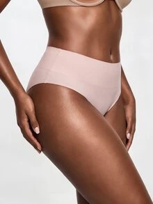 SHAPORA Women's High Waisted Seamless Beige Shapewear Shorts Comfortable Semi-Sheer Plain Underwear - Beige - View 2