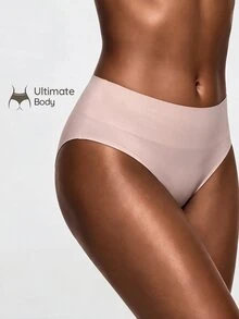 SHAPORA Women's High Waisted Seamless Beige Shapewear Shorts Comfortable Semi-Sheer Plain Underwear - Beige - View 3