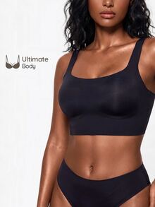 SHAPORA 1pc Seamless Wireless Bra For Women - Black - View 1