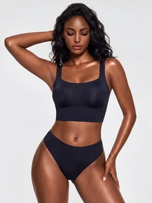 SHAPORA 1pc Seamless Wireless Bra For Women - Black - View 3