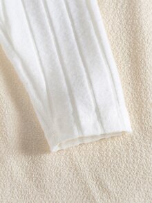 SHEIN Vintaside Kids 3件組乳白色嬰兒高領連身衣，四季爬行衣，新生兒長袖修身親膚柔軟 - 白色 - 查看 8