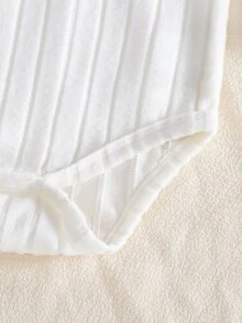 SHEIN Vintaside Kids 3件組乳白色嬰兒高領連身衣，四季爬行衣，新生兒長袖修身親膚柔軟 - 白色 - 查看 7