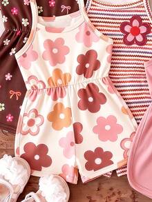 Souflis Souflis 4 Styles Choose 2 Randomly Shipped 2 Pieces, This Cute Girls' Sleeveless Jumpsuit Comes In Four Colors, Soft Fabric, Comfortable And Skin-Friendly For Summer Wear. - Multicolor - View 3