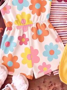 SHEIN 1pc Random, Girls' Summer Sweet Cap Sleeve T-Shirt Multi-Color Leopard Print Soft Summer Top - Multicolor - View 4