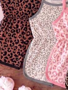 Random 1pc Summer Toddler Girl Leopard Print Spaghetti Strap Jumpsuit, New Casual Round Neck Romper For Baby Girls - Multicolor - View 4