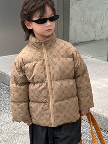 DAZY Young Boy Winter Casual Versatile Warm Jacket Fall - Brown - View 8