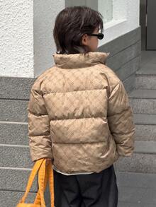 DAZY Young Boy Winter Casual Versatile Warm Jacket Fall - Brown - View 2