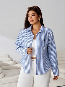 Solflare Black And White Plus Size Autumn Casual Elegant Commute Formal Work Shirt Teachers' Day Fall - Multicolor - View 3