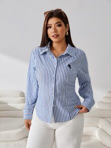 Solflare Black And White Plus Size Autumn Casual Elegant Commute Formal Work Shirt Teachers' Day Fall - Multicolor - View 4