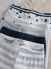 SHEIN Playful Pals 4pcs Random Unisex Baby Striped Blue Green White Gray Solid Color Dinosaur Pattern Print Long Pants Multi-Piece Set Daily Wear Discount Pack - Multicolor - View 6