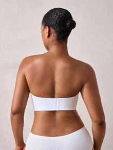 Veilyse MELENECA 女款大尺碼簡約純色無肩帶胸罩 - 白色 - 查看 2