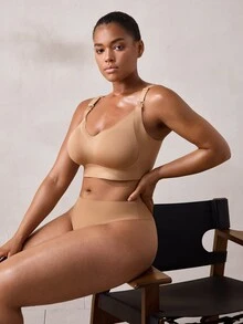 Veilyse Women's Plus Size Nursing Bra With Adjustable Straps, One-Hand Access Clips & 4-Row Back Closure, Comfortable Wireless Maternity Bra For Breastfeeding - Khaki - View 3