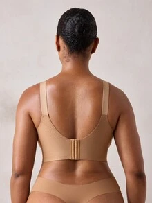 Veilyse Women's Plus Size Nursing Bra With Adjustable Straps, One-Hand Access Clips & 4-Row Back Closure, Comfortable Wireless Maternity Bra For Breastfeeding - Khaki - View 2