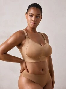 Veilyse Women's Plus Size Nursing Bra With Adjustable Straps, One-Hand Access Clips & 4-Row Back Closure, Comfortable Wireless Maternity Bra For Breastfeeding - Khaki - View 6