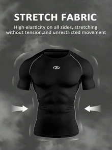 RISE LYT Men's Geometric Print Raglan Short Sleeve T-Shirt And Pants Sports Suit, Gym - Black - View 3