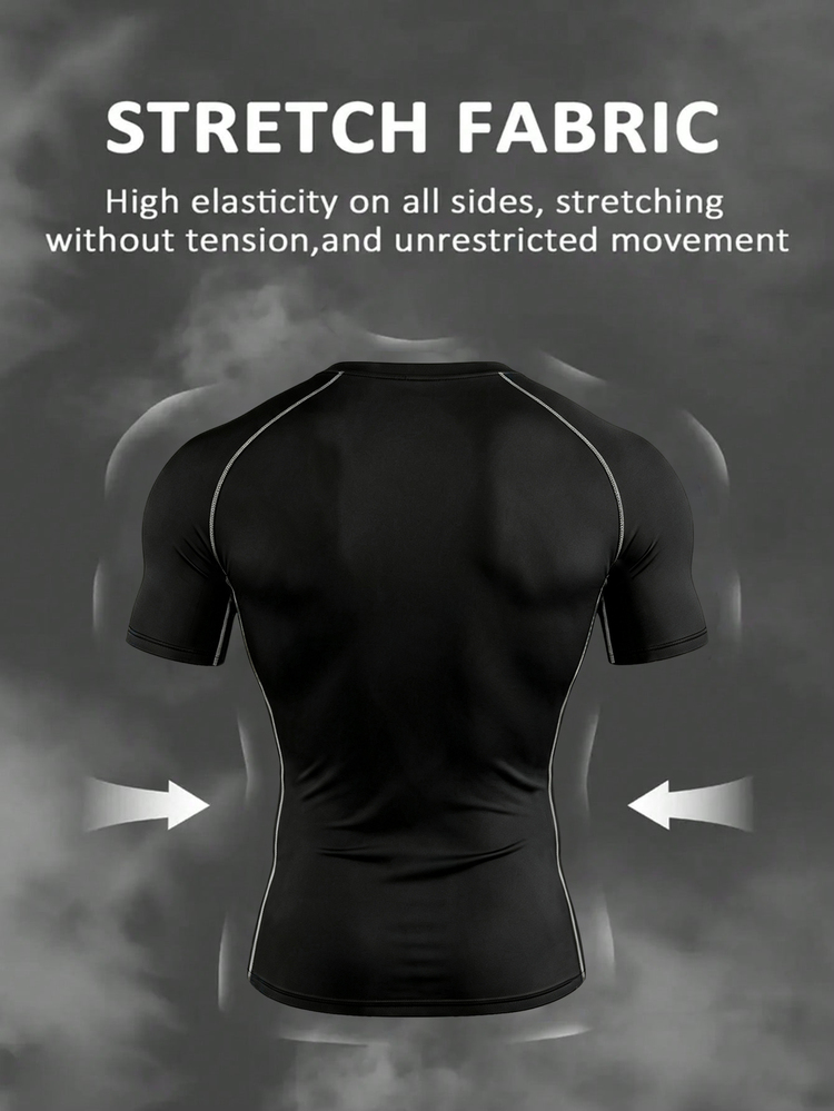 RISE LYT Men's Short Sleeve T-Shirt And Pants Sports Suit, Gym - Black - View 2